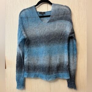 Fate Ombre Blue Mohair Wool Blend Hooded Sweater M